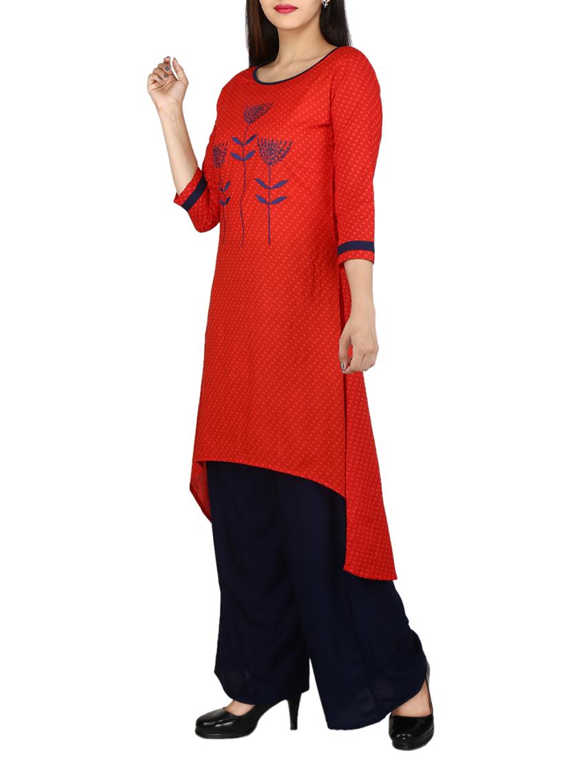 embroidered high-low kurta - 15327224 - Zoom Image - 2