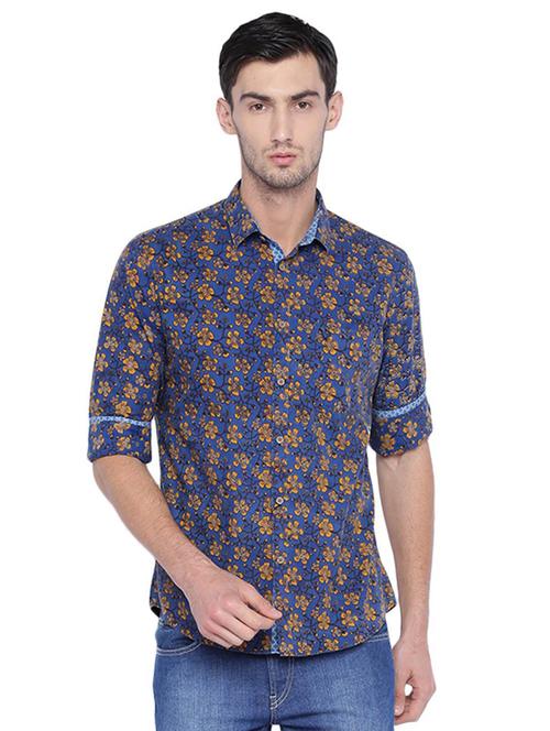 blue floral print casual shirt - 15327241 - Standard Image - 1