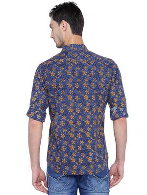 blue floral print casual shirt - 15327241 - Standard Image - 2