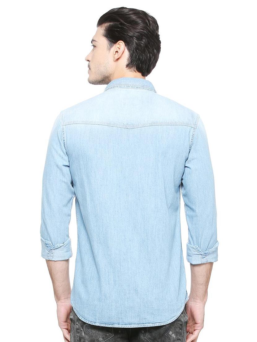 blue cotton casual shirt - 15327258 - Zoom Image - 2