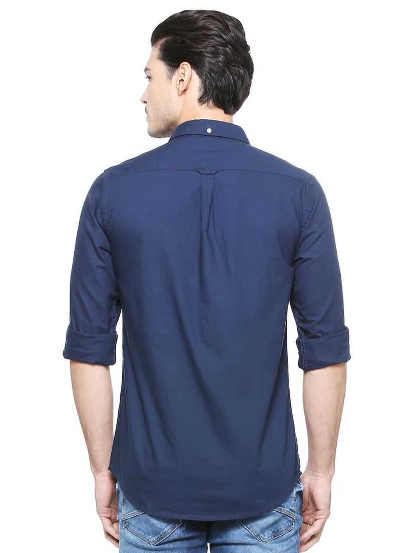 navy blue cotton casual shirt - 15327261 - Zoom Image - 2