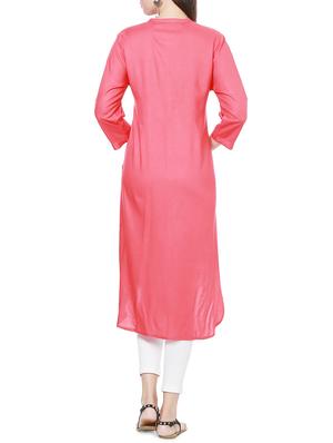 pink straight kurta - 15328197 - Standard Image - 2