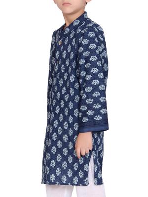 blue cotton kurta set - 15328412 - Standard Image - 2