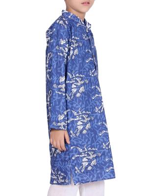 light blue cotton kurta set - 15328421 - Standard Image - 2