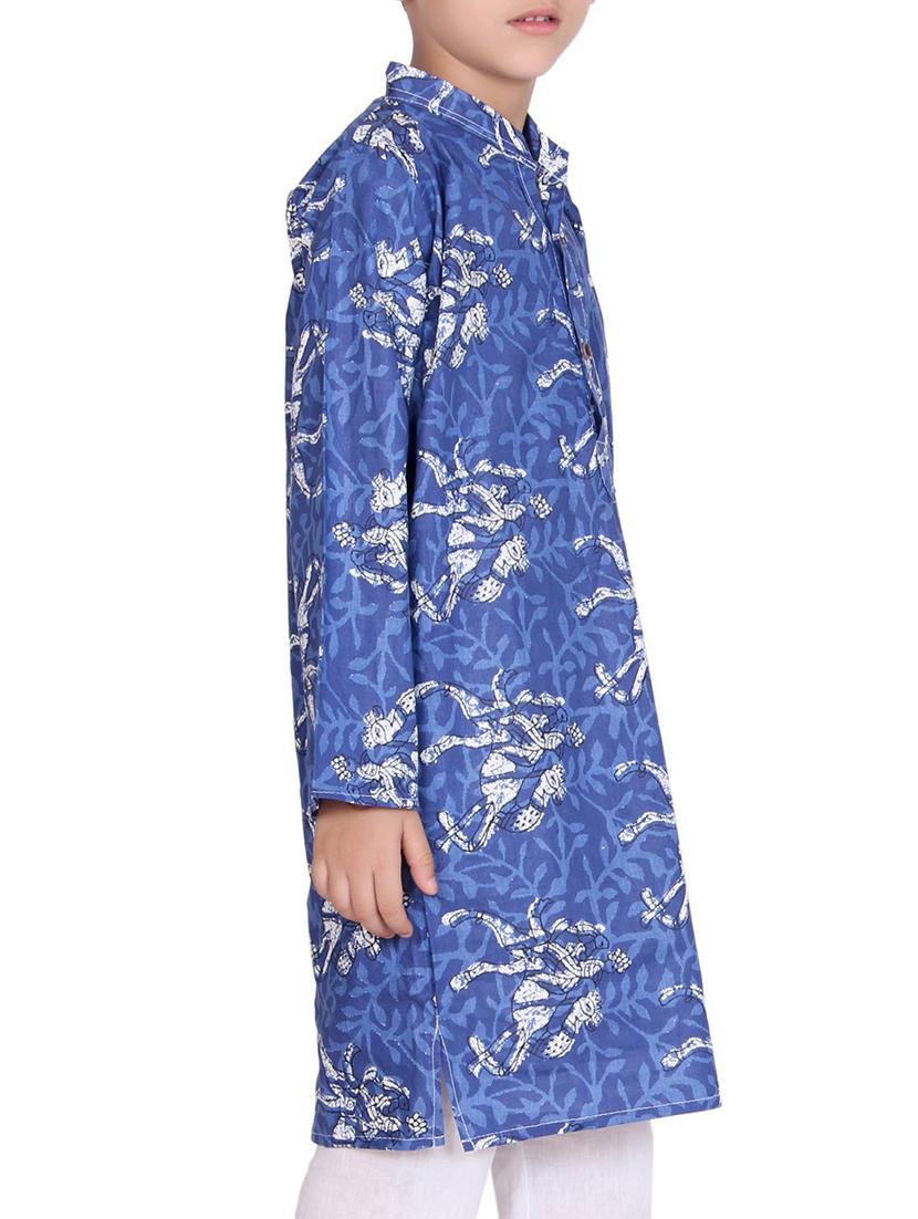 light blue cotton kurta set - 15328421 - Zoom Image - 2