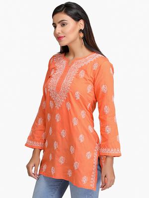 Chikankari straight kurti - 15328829 - Standard Image - 2
