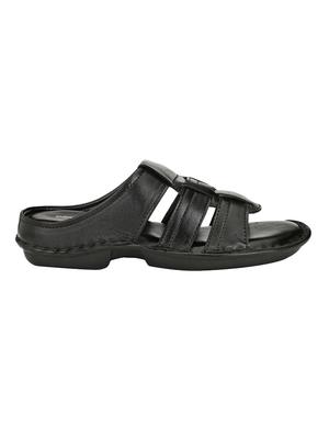 black leather slip on slipper - 15329064 - Standard Image - 2