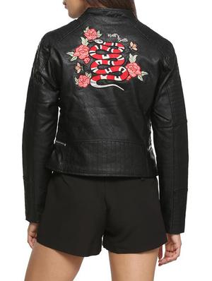 embroidered leatherette jacket - 15329147 - Standard Image - 2