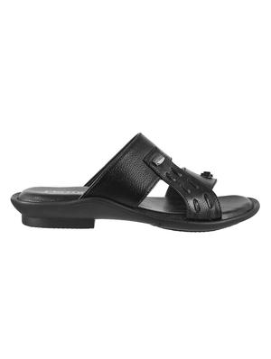 black Leather slip on slipper - 15330619 - Standard Image - 2