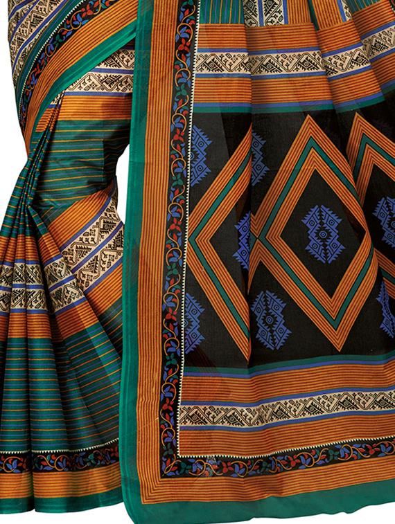 geometric print cotton saree with blouse - 15332795 - Zoom Image - 2