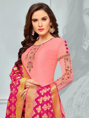 embroidered unstitched churidaar suit - 15333555 - Standard Image - 2