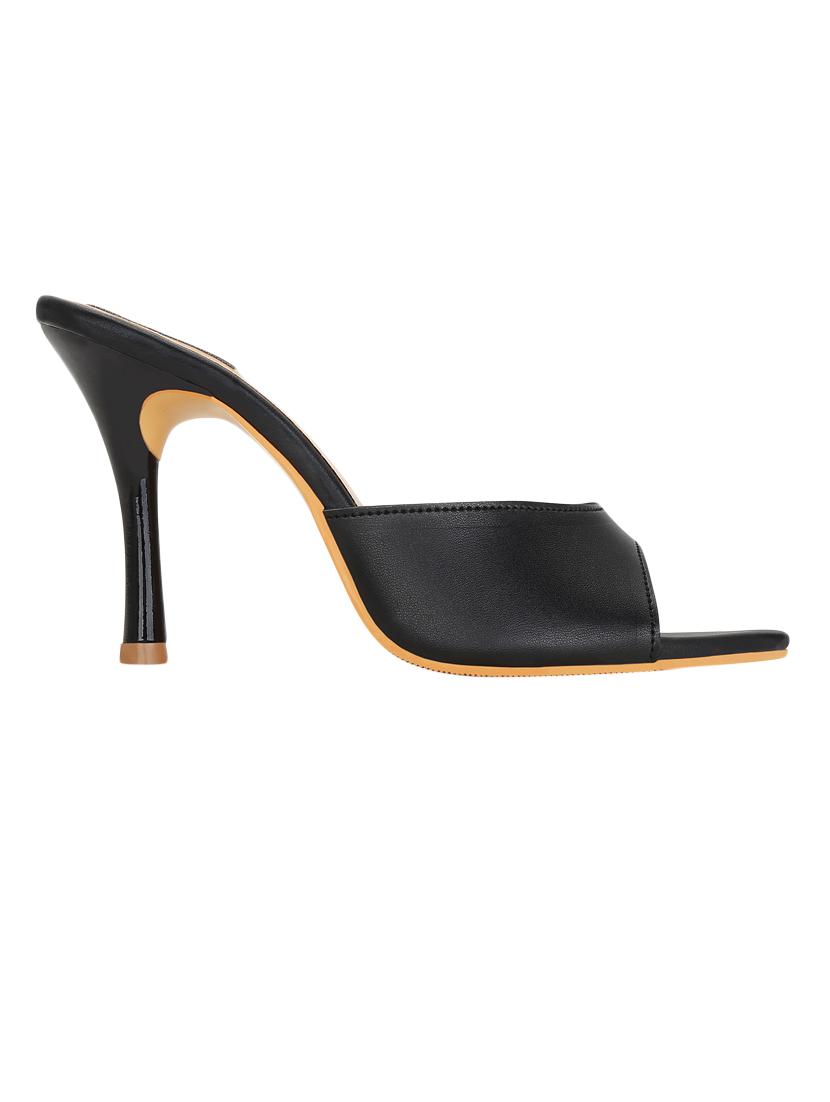 black faux leather slip on sandals - 15333955 - Zoom Image - 2
