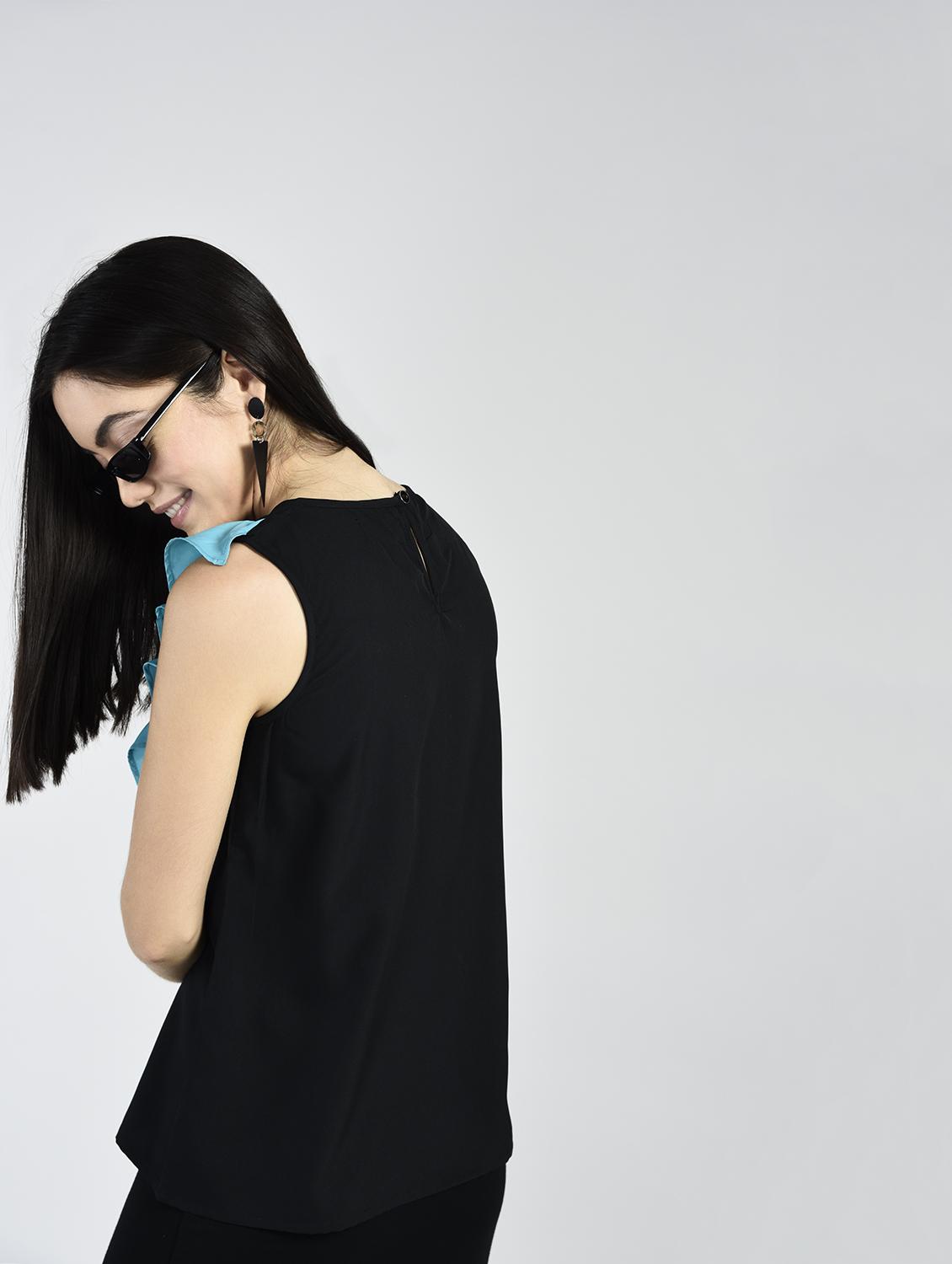 Contrasting ruffle detail top - 15334812 - Zoom Image - 2