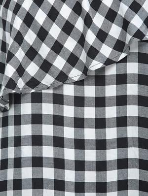 checked layered single-shoulder dress - 15335564 - Standard Image - 5
