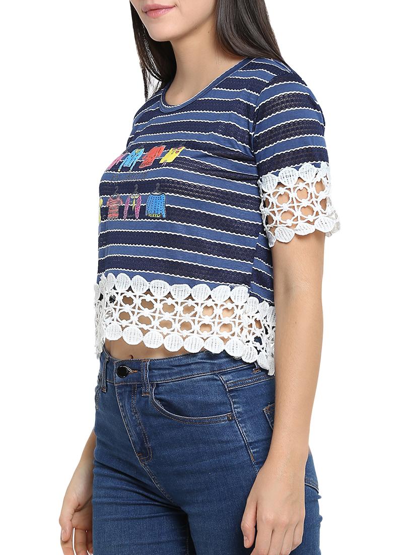 crochet detail embroidered top - 15336012 - Zoom Image - 2