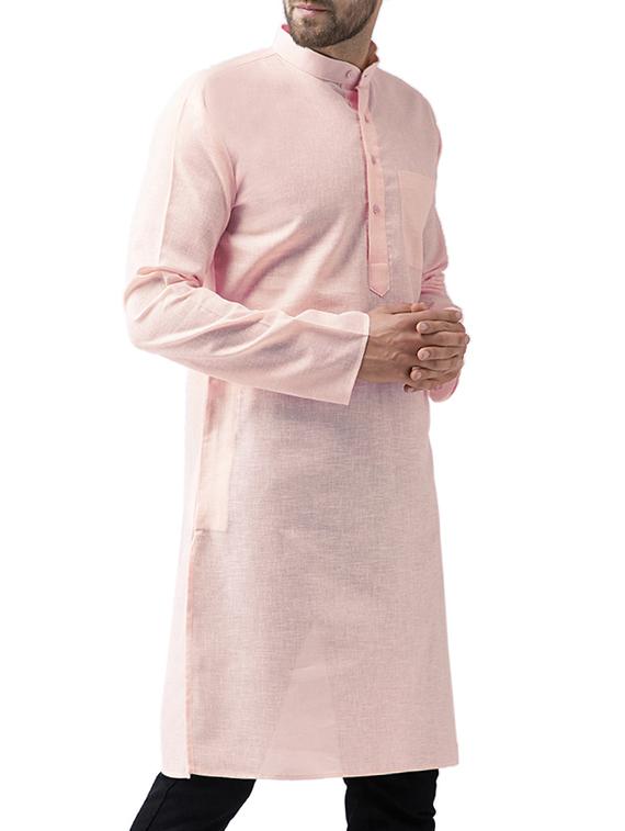 pink solid long kurta - 15336202 - Zoom Image - 2