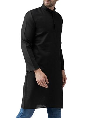 black solid long kurta - 15336209 - Standard Image - 2