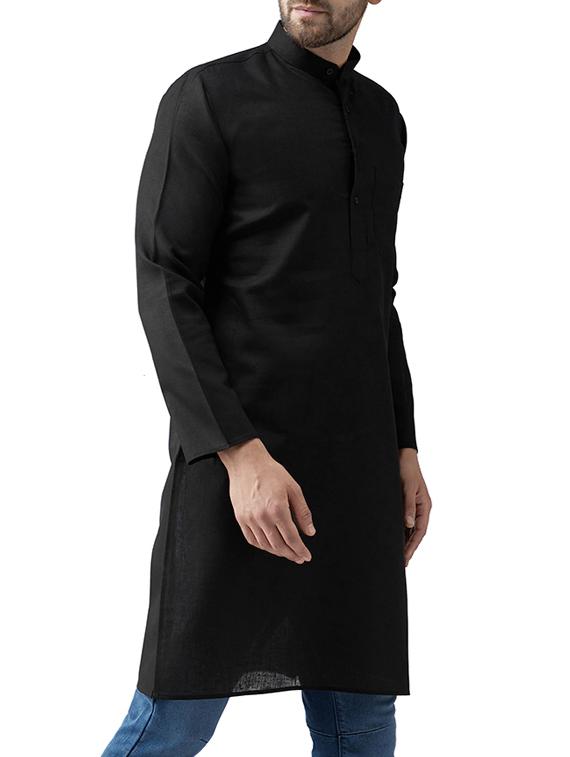 black solid long kurta - 15336209 - Zoom Image - 2