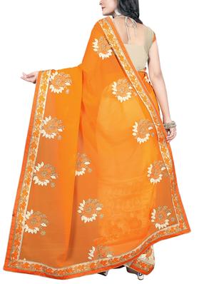 thread embroidered half & half saree with blouse - 15337041 - Standard Image - 2