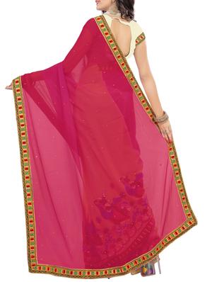 thread embroidered half & half saree with blouse - 15337042 - Standard Image - 2