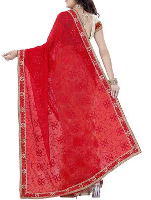 thread embroidered half & half saree with blouse - 15337065 - Standard Image - 2