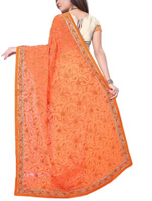 thread embroidered half & half saree with blouse - 15337067 - Standard Image - 2