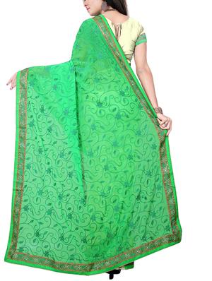 thread embroidered half & half saree with blouse - 15337070 - Standard Image - 2