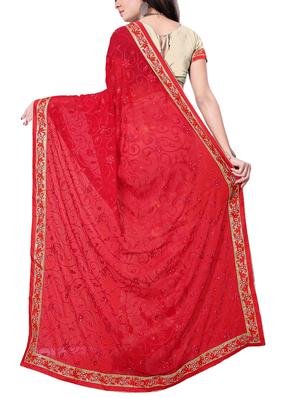 thread embroidered half & half saree with blouse - 15337071 - Standard Image - 2