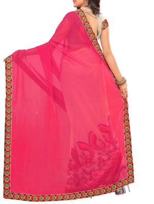 thread embroidered half & half saree with blouse - 15337077 - Standard Image - 2