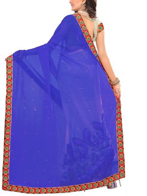 thread embroidered half & half saree with blouse - 15337080 - Standard Image - 2
