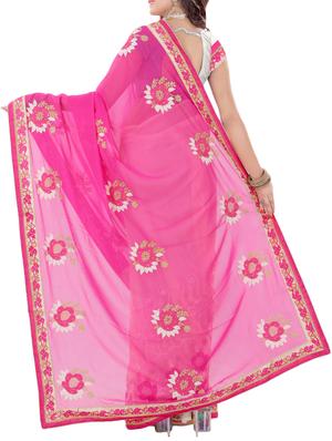 floral embroidered half & half saree with blouse - 15337082 - Standard Image - 2