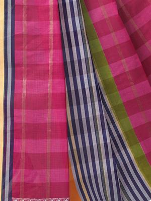 Stripe woven saree with blouse - 15337149 - Standard Image - 2