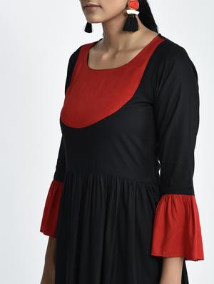 flared color block kurta - 15337326 - Standard Image - 2