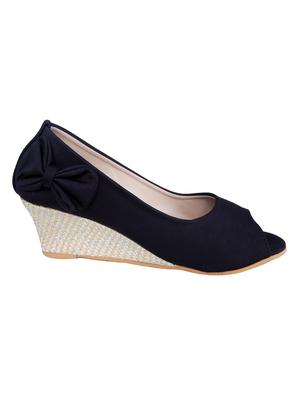 black satin closed back wedges - 15338215 - Standard Image - 2