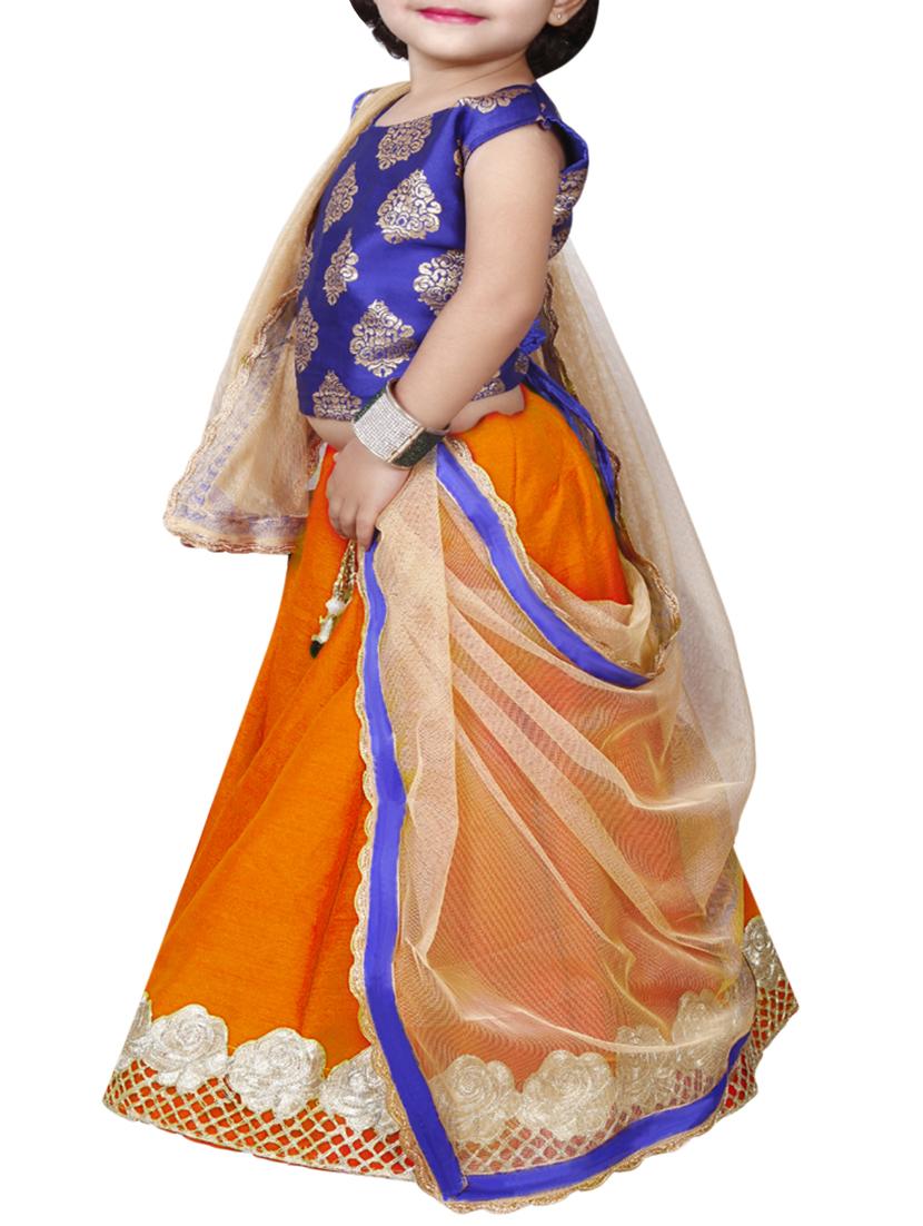 orange viscose lehnga choli - 15338964 - Zoom Image - 2
