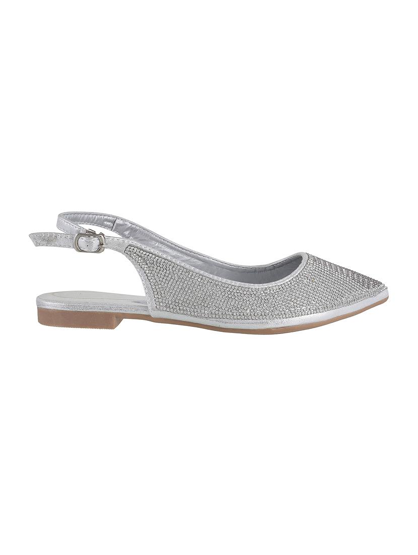 silver faux leather back strap sandals - 15339496 - Zoom Image - 2
