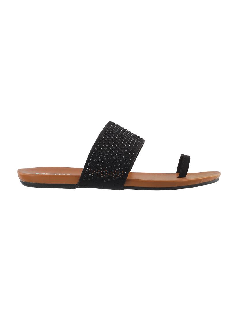 black leatherette one toe sandals - 15339512 - Zoom Image - 2
