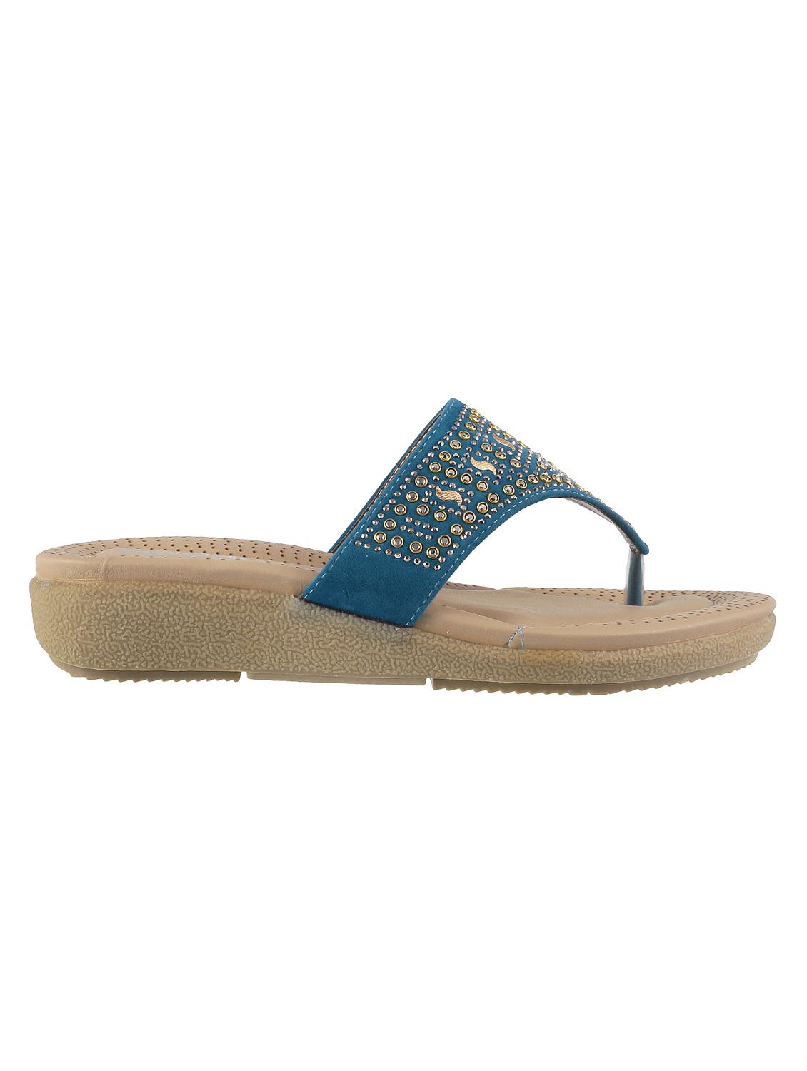 blue faux leather toe separator wedges - 15339527 - Zoom Image - 2