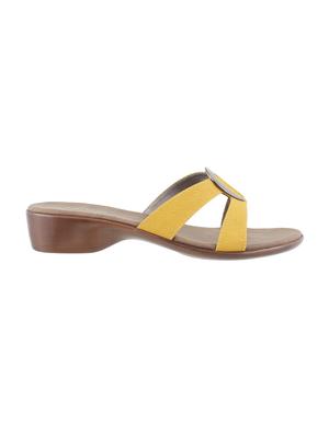 yellow faux leather slip on sandals - 15339545 - Standard Image - 2