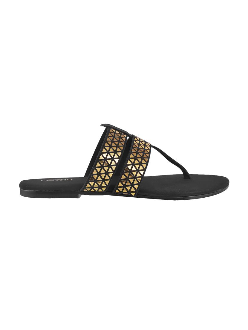 black leatherette toe separator sandals - 15339576 - Zoom Image - 2