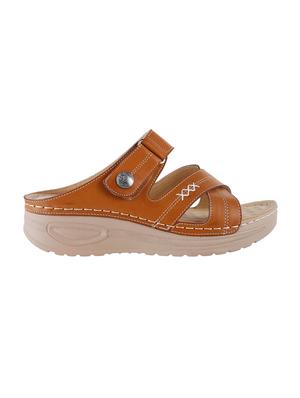 brown faux leather slip on wedges - 15339627 - Standard Image - 2