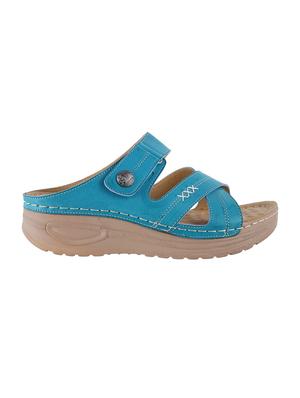 blue faux leather slip on wedges - 15339628 - Standard Image - 2