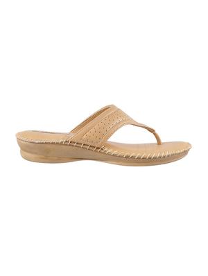 beige leather slippers flip flops - 15339636 - Standard Image - 2