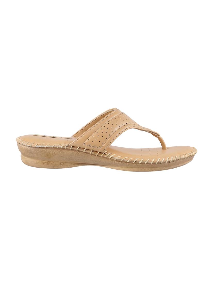 beige leather slippers flip flops - 15339636 - Zoom Image - 2