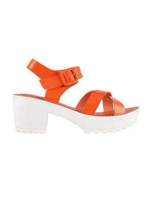 orange leatherette back strap sandals - 15339642 - Standard Image - 2