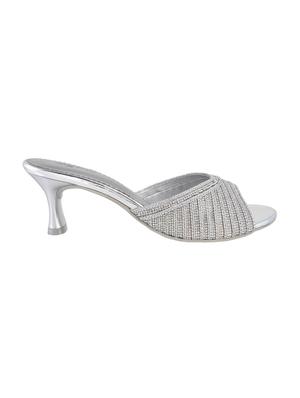 silver leatherette slip on sandals - 15339654 - Standard Image - 2