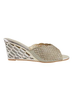 silver faux leather slip on wedges - 15339659 - Standard Image - 2