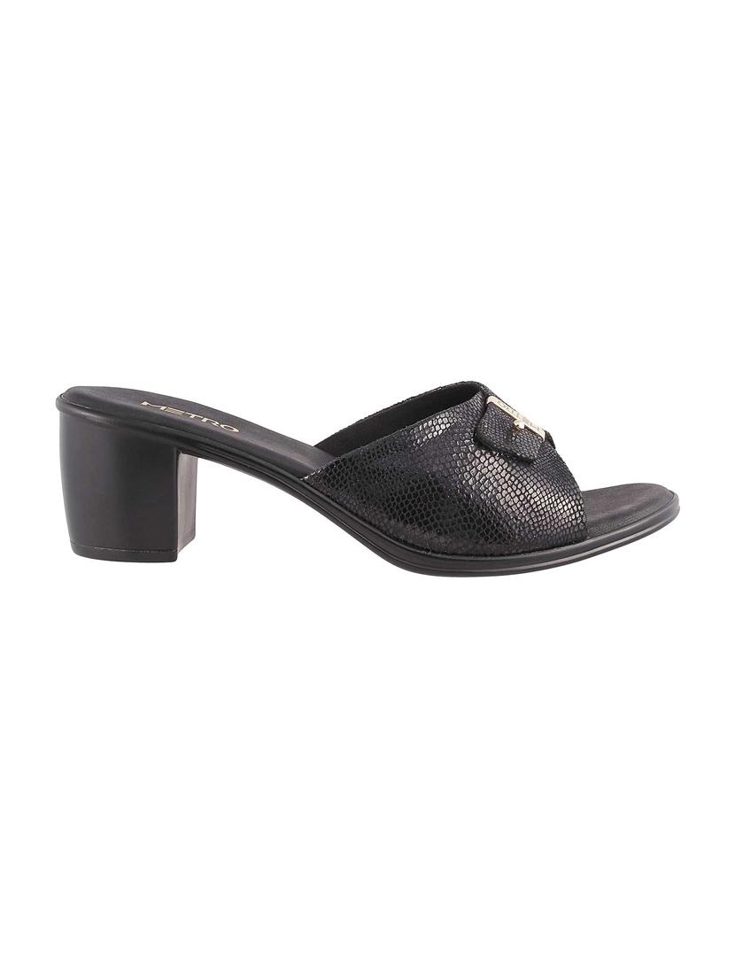 black faux leather slip on sandals - 15339674 - Zoom Image - 2