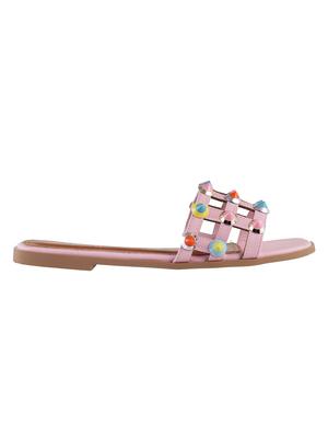 pink leatherette slip on sandals - 15339680 - Standard Image - 2