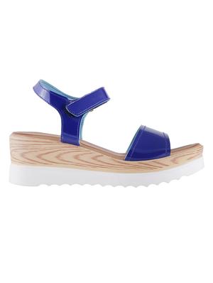 blue faux leather back strap wedges - 15339736 - Standard Image - 2